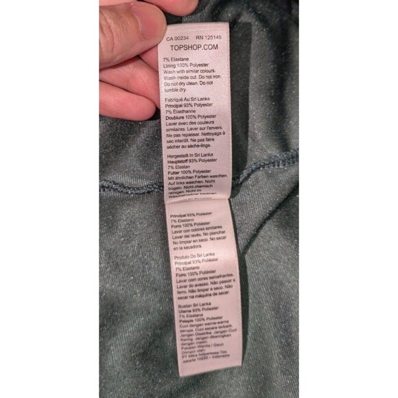 Topshop Dress 8 Women's Green Velvet Cowl Neck Spaghetti Strap Tie Back Mini - Picture 7 of 7